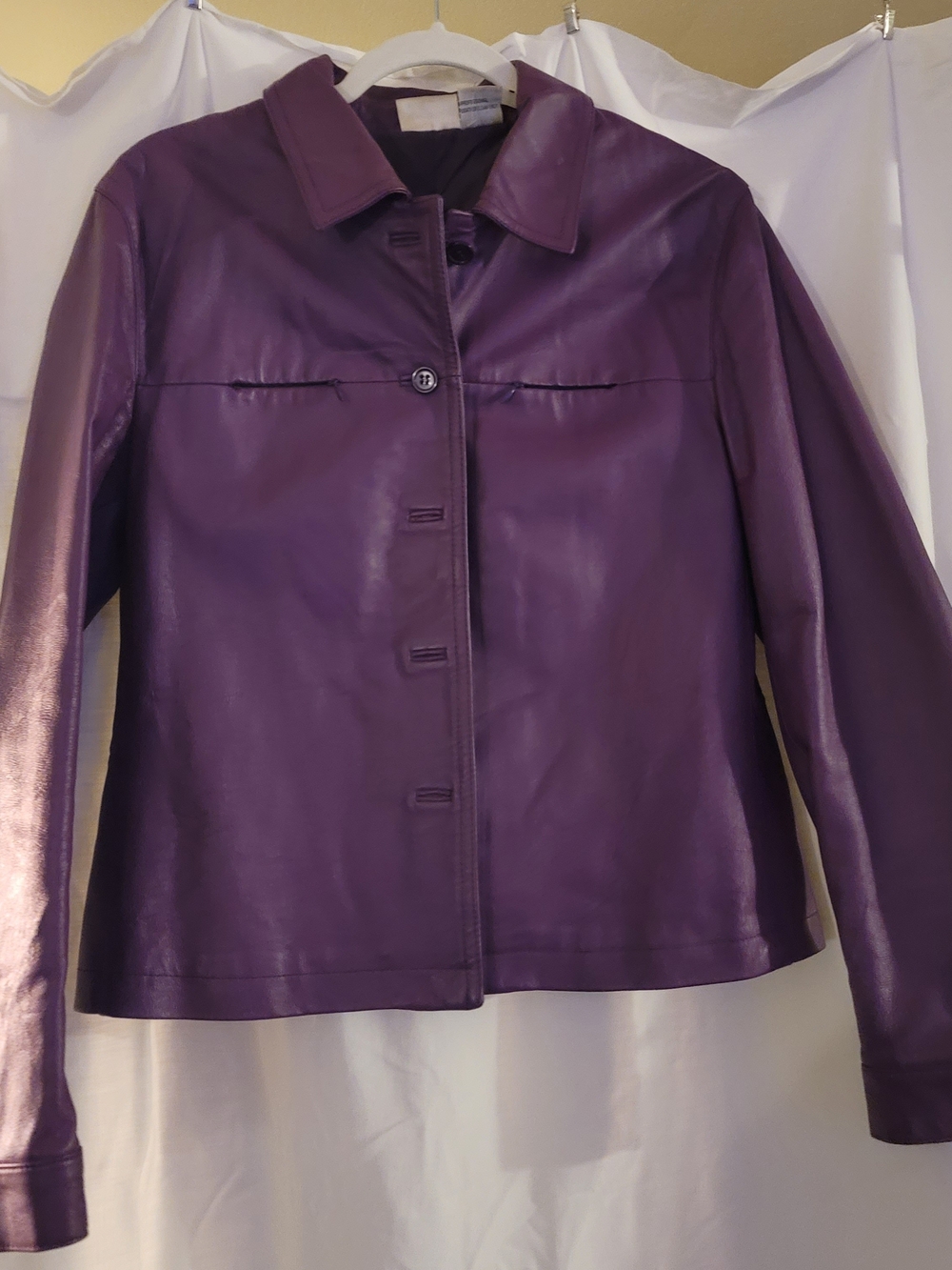 Newport News Purple Leather Jacket and Skirt Set - Picture 3 of 10